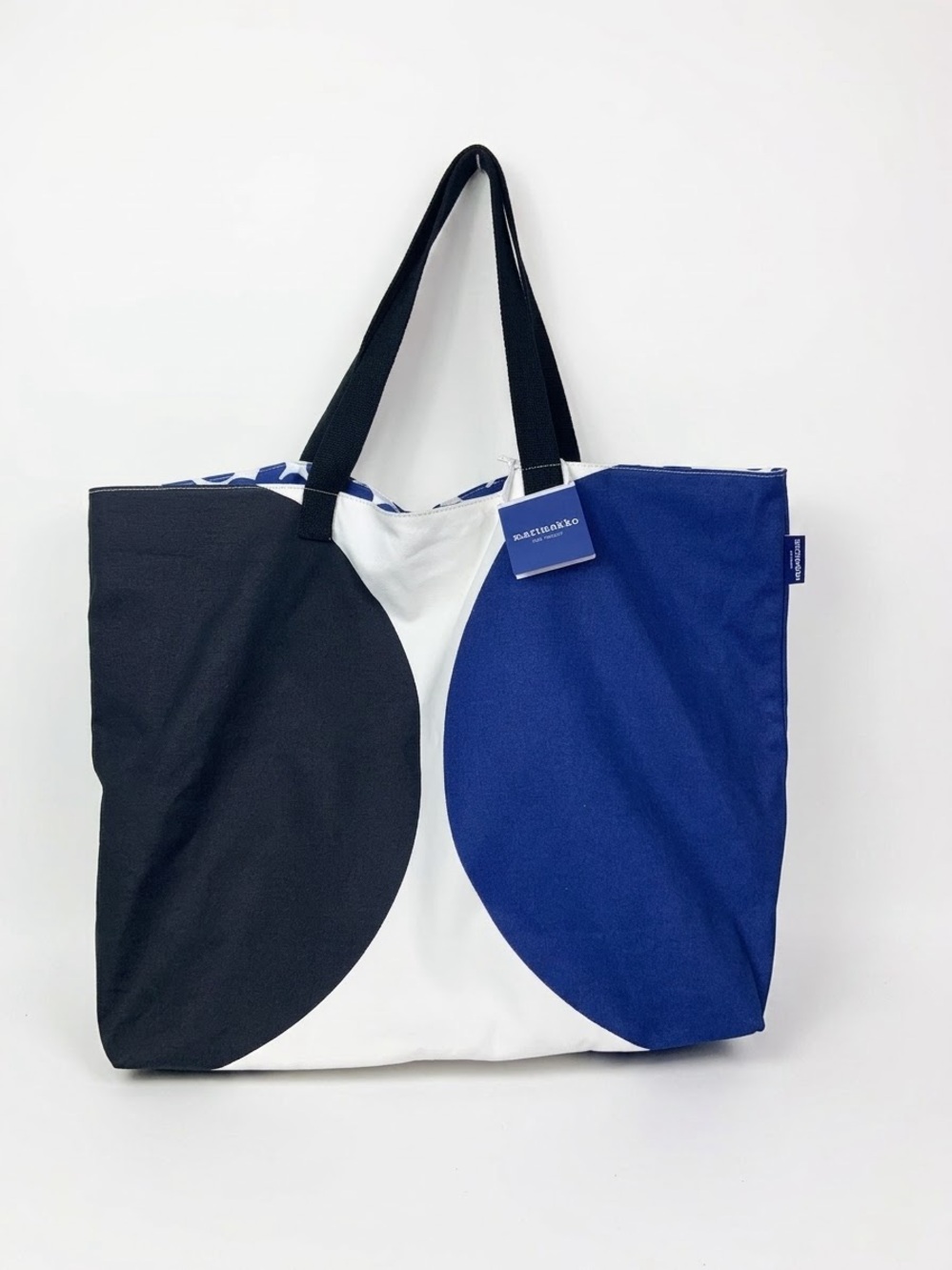 Marimekko for Target Kukkatori Blue Black Large Cotton Canvas Tote Bag